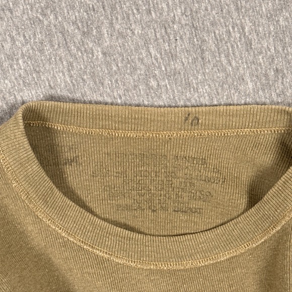 True Vintage 1940/50s Tan Earth Tone Stenciled Long Sleeve Military Thermal Sz M - Picture 3 of 9
